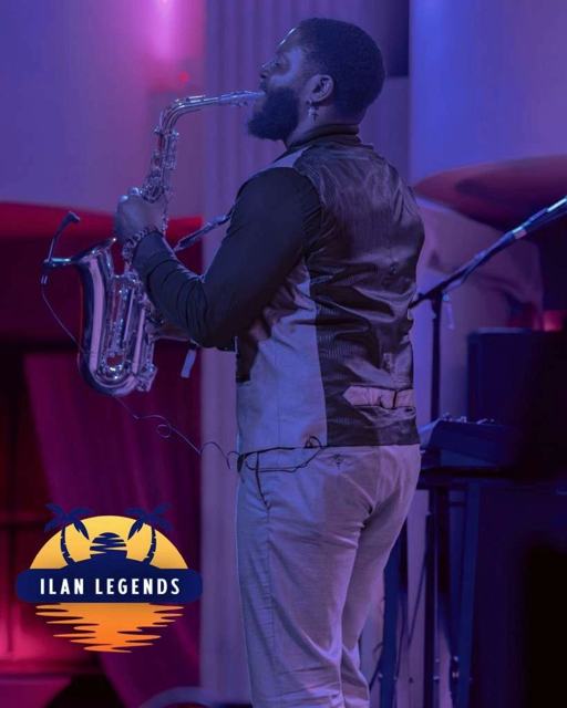 A saxophonist performing
