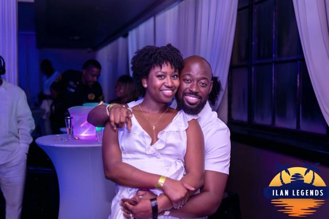 A couple posing together