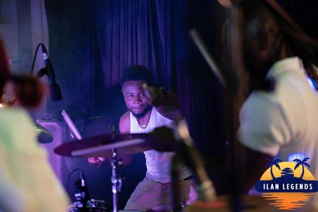 The drummer on stage